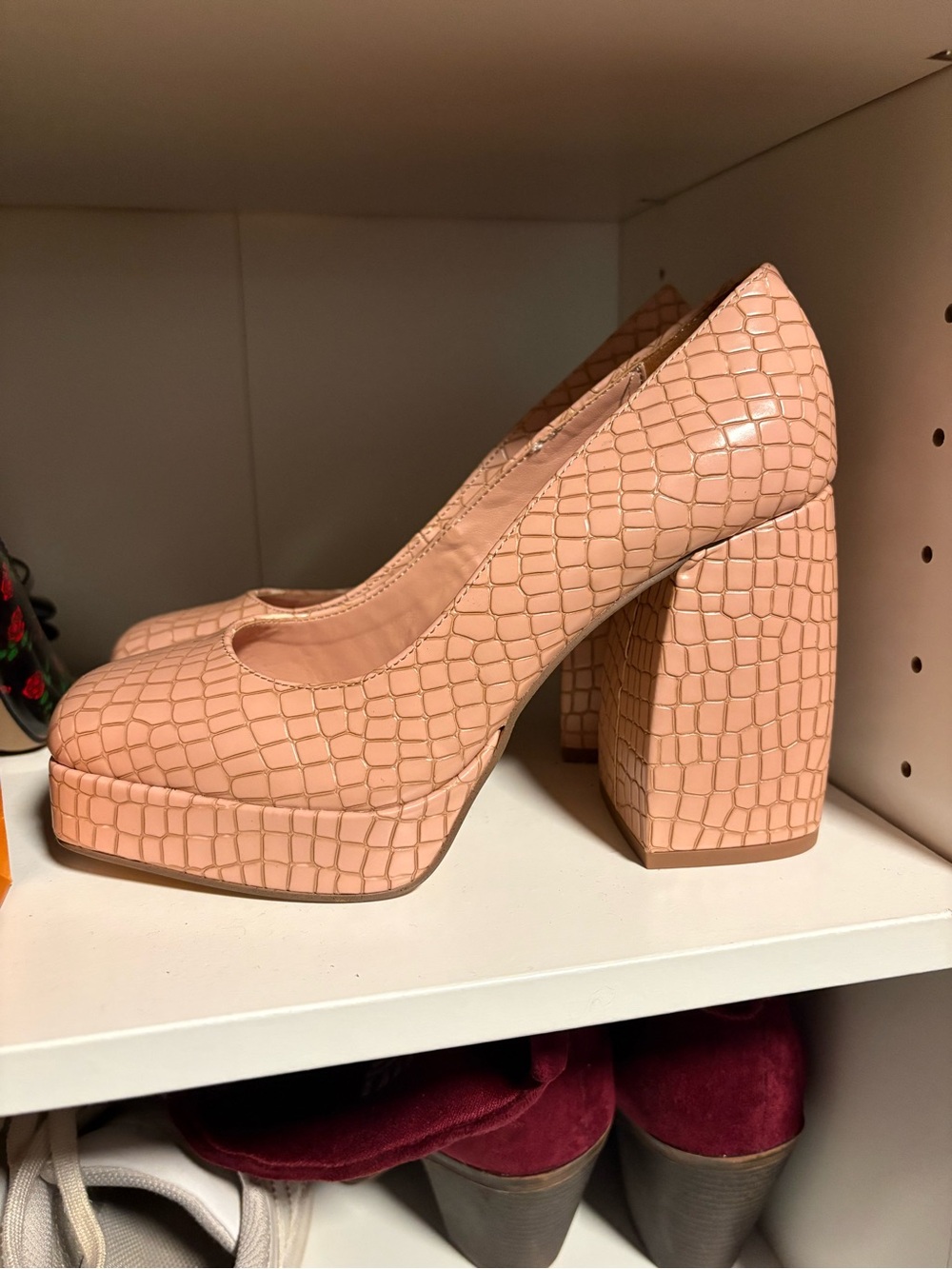 Katy Perry Collections Blush Croc-Embossed Platform Pumps - Picture 3 of 6